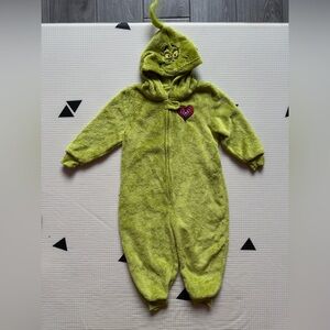 Grinch|Baby girl/toddler vibrant Green Fleece footless one piece with hood•••2T